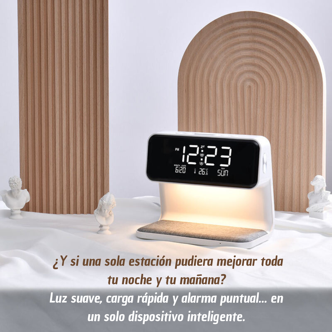 Estación de Noche 3-en-1: Ilumina, Despierta y Carga