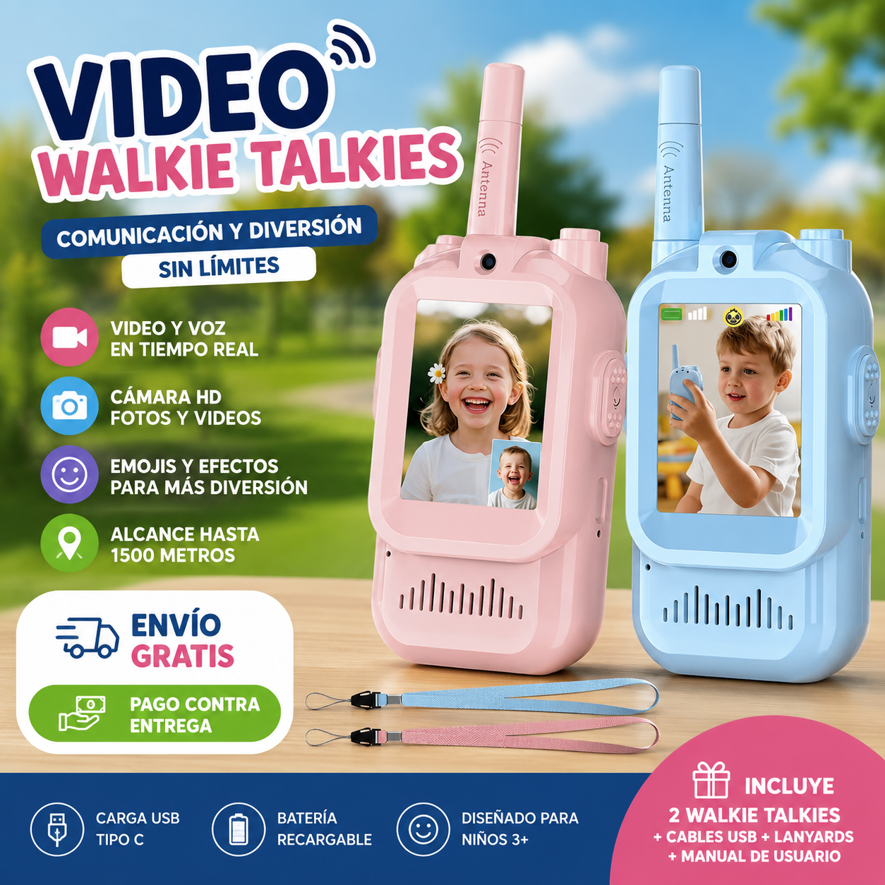 Set X2 Walkie Talkies con Pantalla y Videollamada