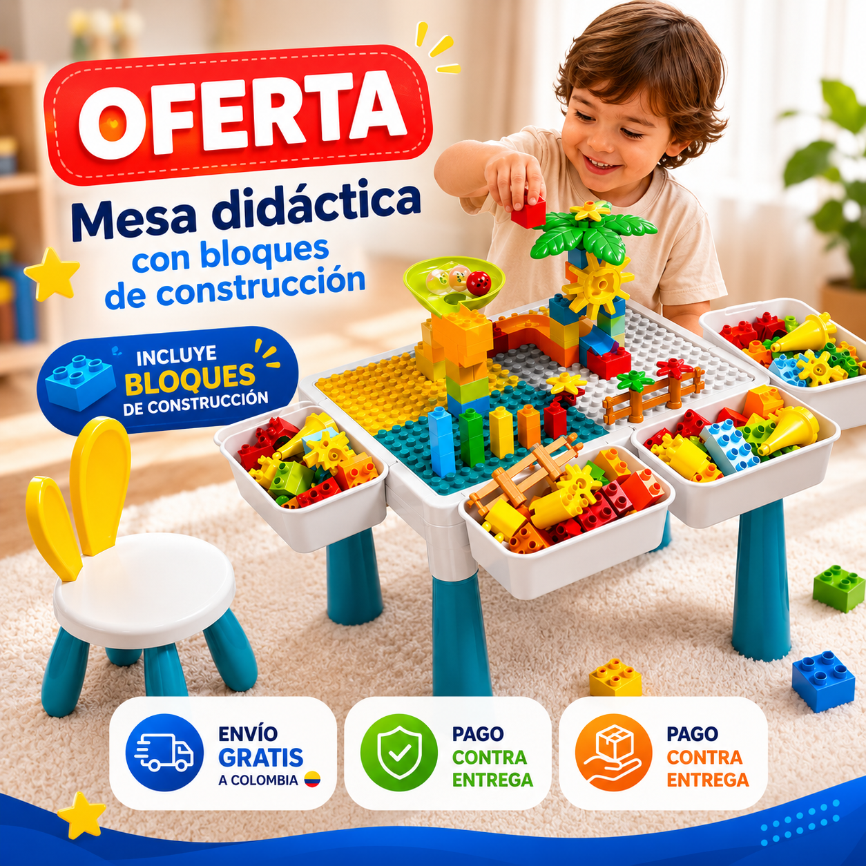 Mesa Didactica + Bloques de Contrucción