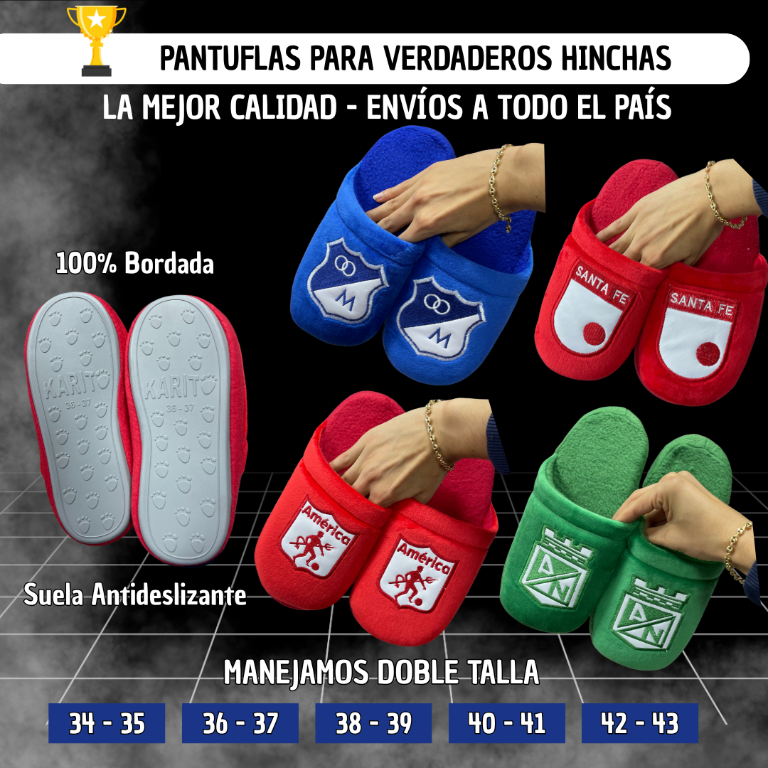 Pantuflas Bordadas Equipos Deportivos