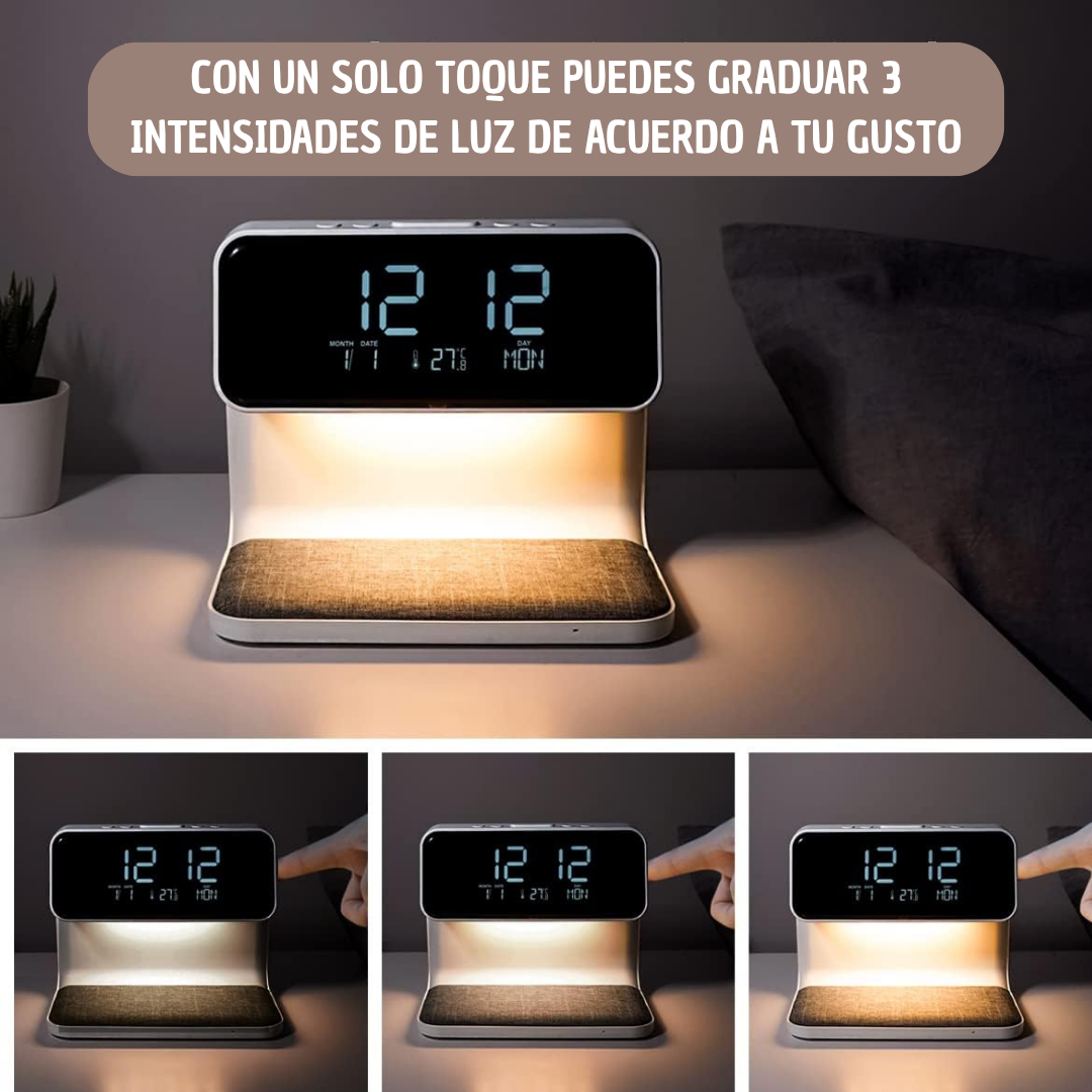Estación de Noche 3-en-1: Ilumina, Despierta y Carga
