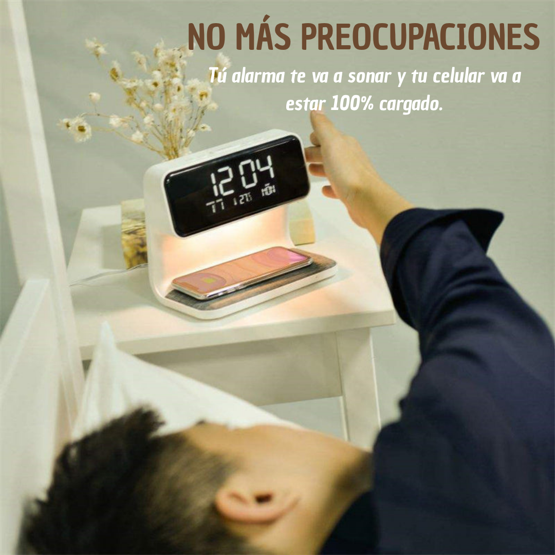 Estación de Noche 3-en-1: Ilumina, Despierta y Carga