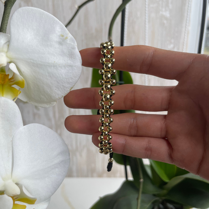 Pulsera Tejida 3 Carriles - Baño Oro 18K
