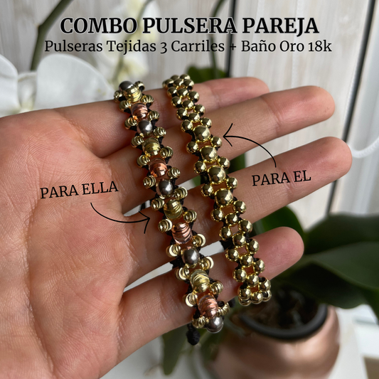 Combo Pulsera Tejida 3 Carriles Parejas